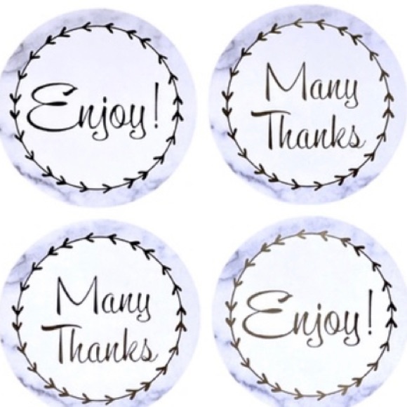 36 2.5” XL Thank you Stickers Metallic Marble Sheet - Picture 5 of 5